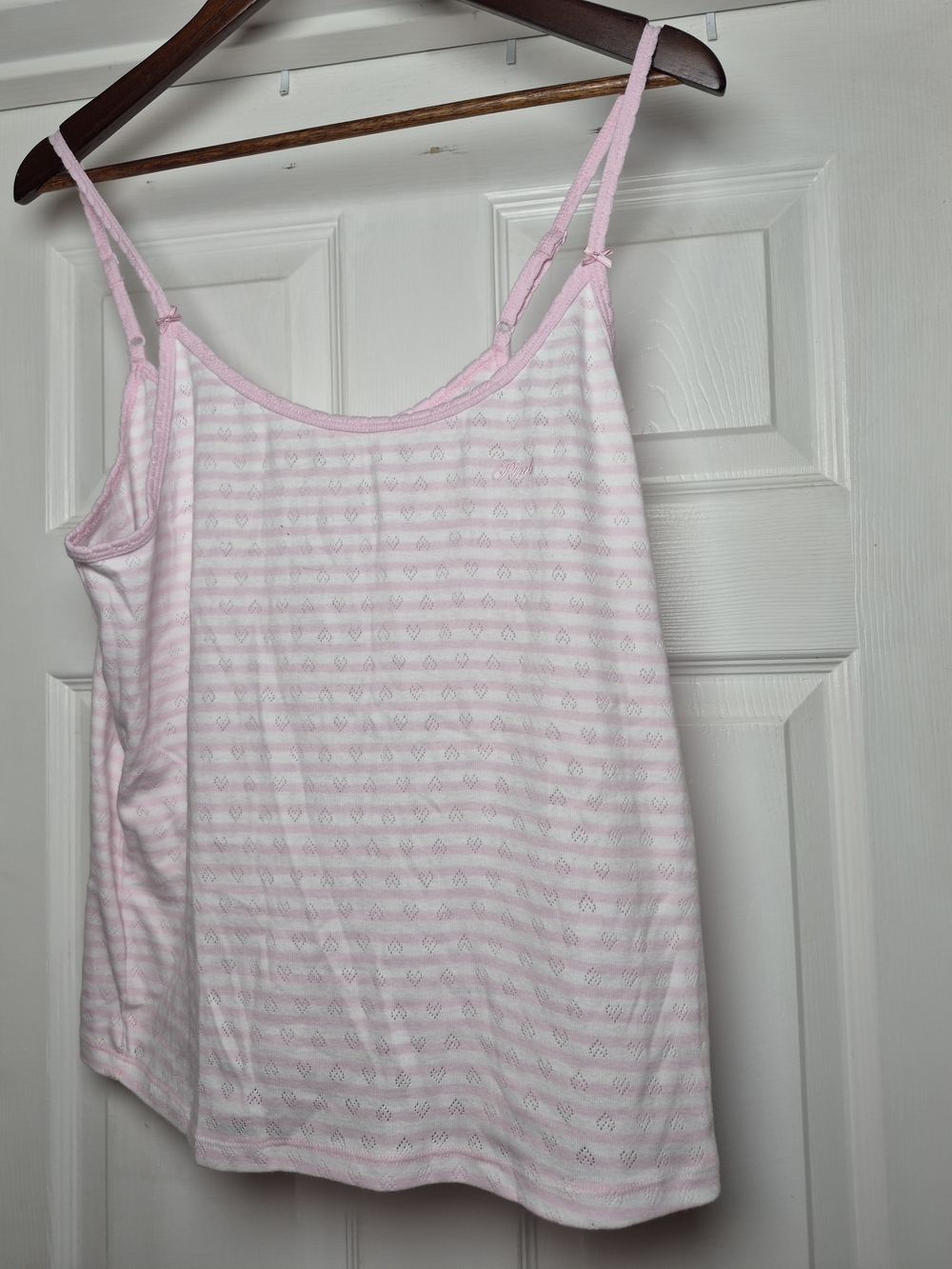 Victoria Secret PiNK White And Pink Striped Camisole Tank Baby Tee Top XXL